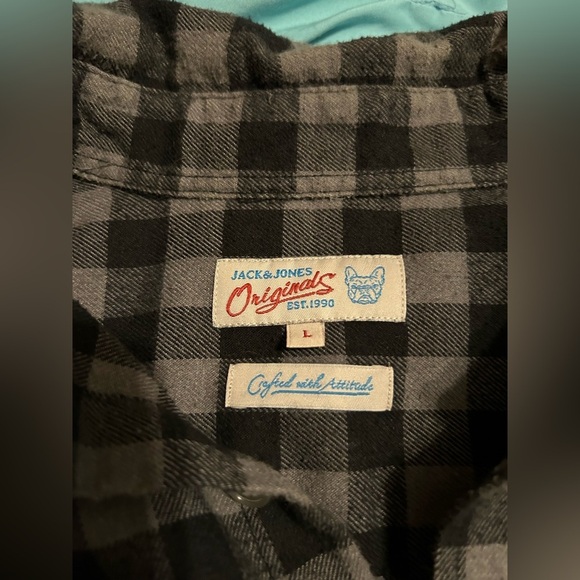 Plaid Black and grey Jack & Jones shirt ladies large - Picture 3 of 5